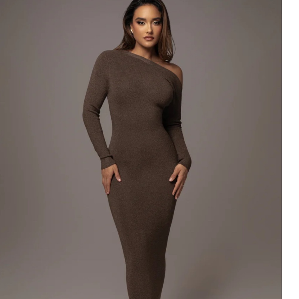 JLUXLABEL BRONZE NIGHT SHIMMERS ASYMMETRICAL MAXI DRESS